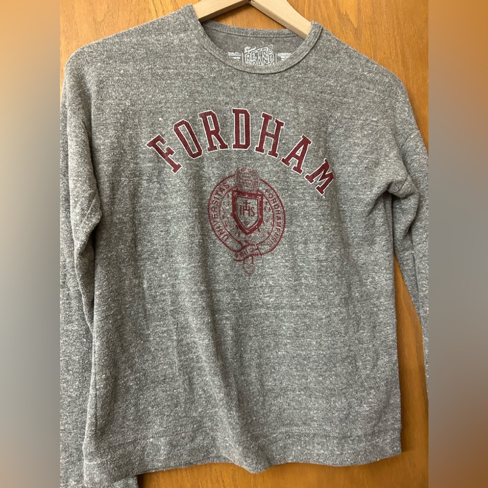 NWT Fordham sweater top long sleeve shirt sz Small Heather grey retro brand soft